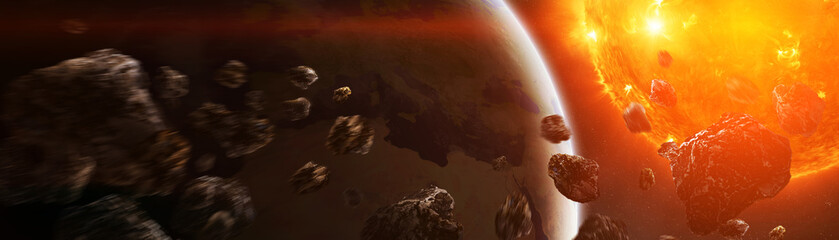 Wall Mural - exploding close to planet earth 3d rendering elements of this image furnished by nasa