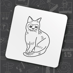 Sticker - cat doodle drawing