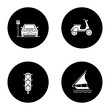 Public transport glyph icons set
