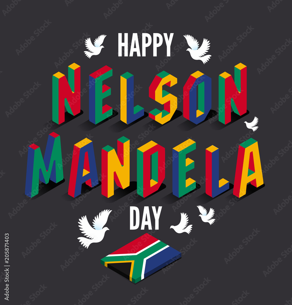 Vector illustration for happy International Nelson Mandela Day. - obrazy, fototapety, plakaty 
