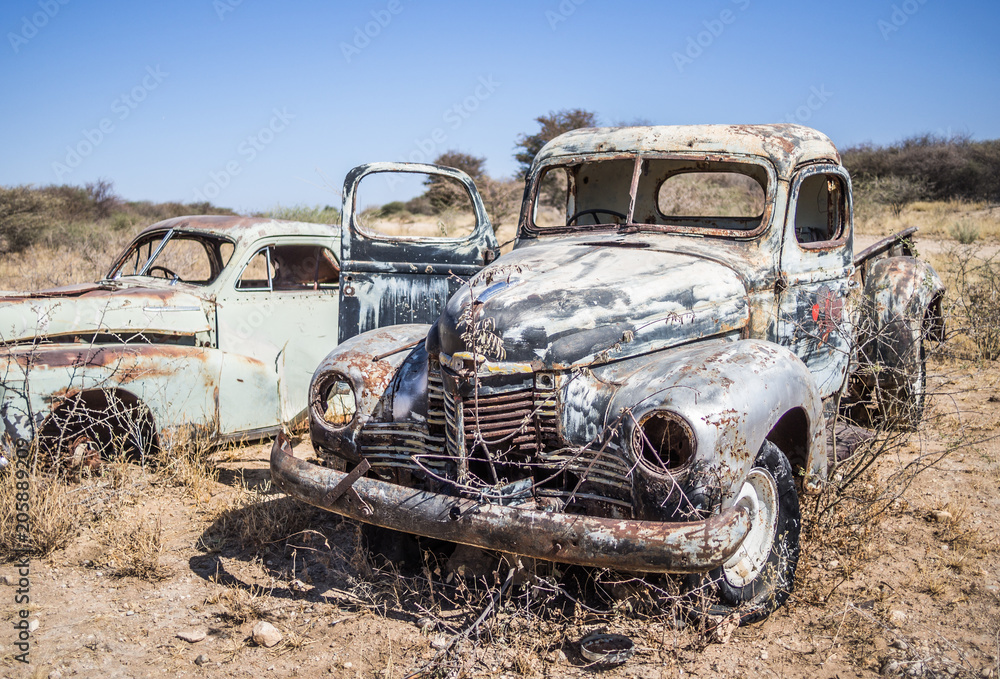 African Rusted Car Abandoned classic cars rusting in Namib desert, Namibia Stock Photo ...