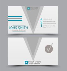 Business card set template for business identity corporate style. Vector illustration. Blue color.