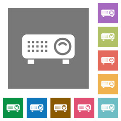 Poster - Video projector square flat icons