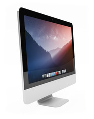Modern computer screen on white background 3D rendering