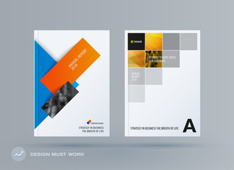 Brochure design rectangular template. Colourful modern abstract set, annual report with shapes for branding.