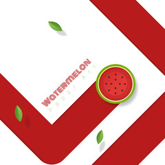 Wall Mural - Fresh watermelon fruit background in paper art style , vector , illustration