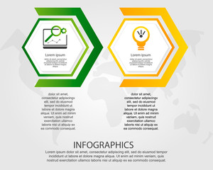 timeline modern vector illustration 3d. infographic template with two hexagon with arrows. designed 