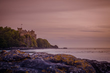 View From The Beach Of Culzean Castle Ayrshire, Scotland At Sunset
