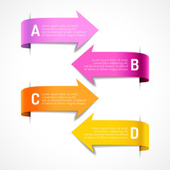 Wall Mural - set of colored decorative arrows with text. pink, red, orange, yellow banners, labels, vector illust