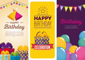 Poster - birthday celebration set icons vector illustration design