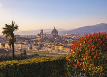 High View Of Florence, With The Dome And Palazzo Signoria. Florence, Tuscany, Italy