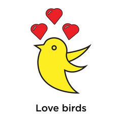 Wall Mural - Love birds icon vector sign and symbol isolated on white background