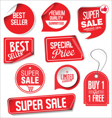 sale stickers and tags red design illustration
