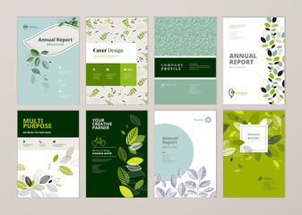set of brochure and annual report cover design templates on the subject of nature, environment and o