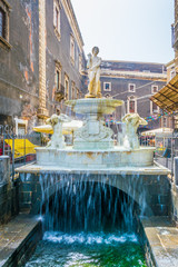 Canvas Print - Amenano fountain in Catania, Sicily, Italy