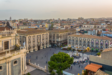 Canvas Print - Aerial view of Piazza Duomo in Catania, Sicily, Italy