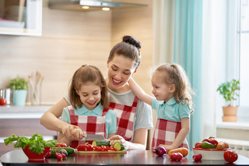 Wall Mural - Happy family in the kitchen.