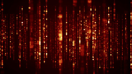 Wall Mural - columns of orange hex program code digital symbols