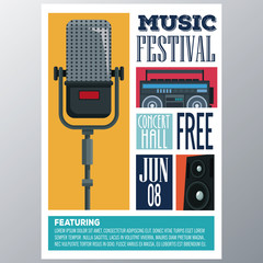 Wall Mural - Music festival concert hall flyer vector illustration graphic design