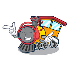 Sticker - Listening music train mascot cartoon style