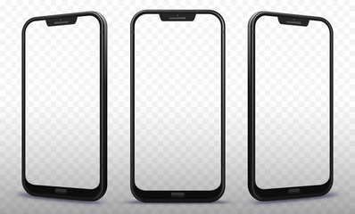 Wall Mural - smartphone from different angles with transparent screens