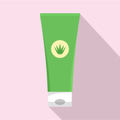 Sticker - Aloe vera creme tube icon. Flat illustration of aloe vera creme tube vector icon for web design