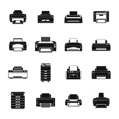 Wall Mural - Printer office copy document icons set. Simple illustration of 16 printer office copy document vector icons for web