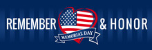 Memorial Day, Remember & Honor With USA Flag In Heart Banner Blue. Happy Memorial Day Vector Background In National Flag Colors