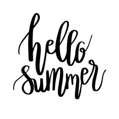 Wall Mural - Summer hello, typographic inscription on white background. Holiday poster