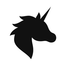 Unicorn Black Silhouette. Vector Illustration Drawing, Isolated.