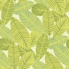 Wall Mural - Tropical palm leaves seamless pattern