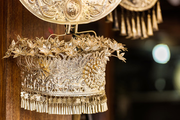 Wall Mural - Antique Silver Jewelry, Luang Prabang, Laos. Close-up.