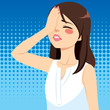 Disappointed young woman covering face with hand making facepalm gesture negative emotion facial expression