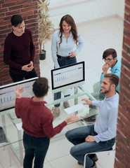 Wall Mural - Group of business people having meeting in office.