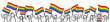 Unterstützer der LGBTQ Community schwenken Regenbogenfahnen, glückliche Strichmännchen, Demonstration, Protestmarsch, Banner
