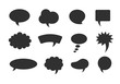 © Sunflower - Speech balloon set black isolated. Flat bubbles for comics, memo and utterances. Vector illustration