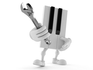 Wall Mural - Piano character holding adjustable wrench