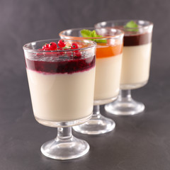 Poster - panna cotta with fruit or chocolate