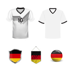 Sticker - Set of T-shirts and flags of the national team of Germany. Vector illustration.