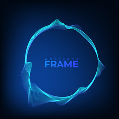Wall Mural - Vector abstract blue frame isolated on blue background.