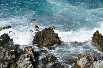 Blue sea rocks