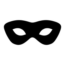 Simple, Black Mask Silhouette Illustration. Isolated On White