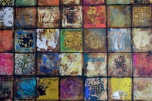 Spanish Style Tile Background With Colorful Contrasting Colors In Squares Design; Vintage And Gorgeous