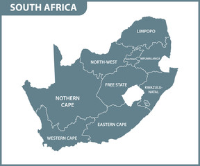 the detailed map of south africa with regions or states. administrative division