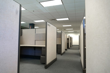 Wall Mural - cubicles inside office building, place of work