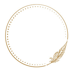 Wall Mural - Vector round dotted frame frame whith feather decorative element
