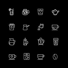 Sticker - Set of drinks, lemonade, tea, coffee line icons