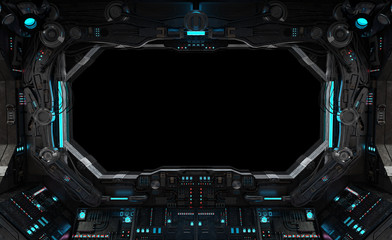 Poster - Spaceship grunge interior window isolated
