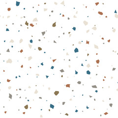 Poster - Terrazzo flooring texture vector seamless pattern. Abstract shapes background with marble or granite texture.