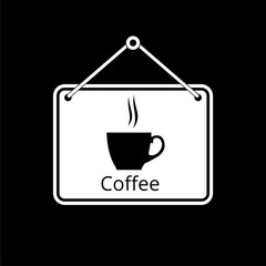 Wall Mural - Coffee sign black icon on dark background